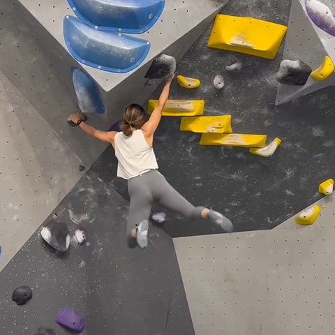 Mengyang bouldering indoors.