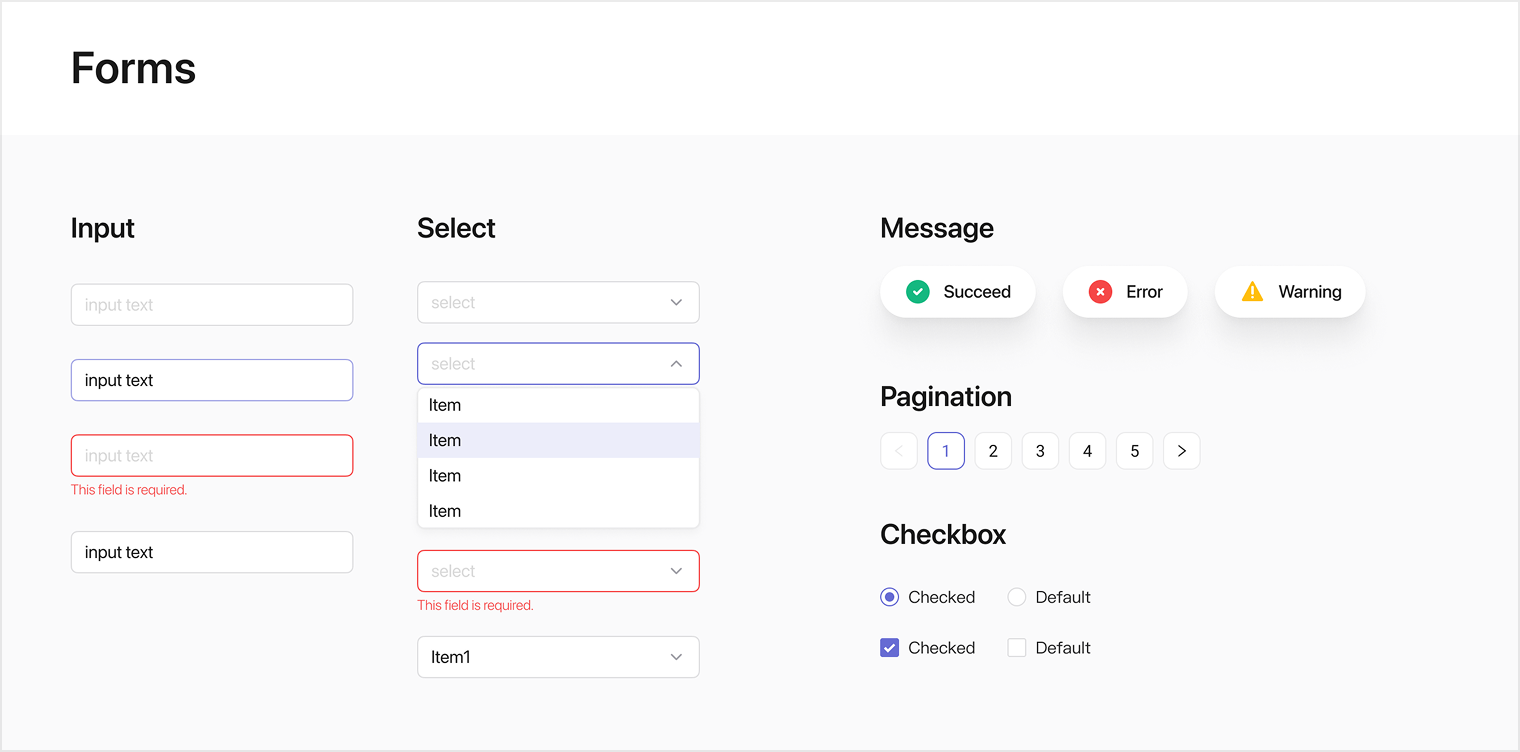 Kalos design system table and status components