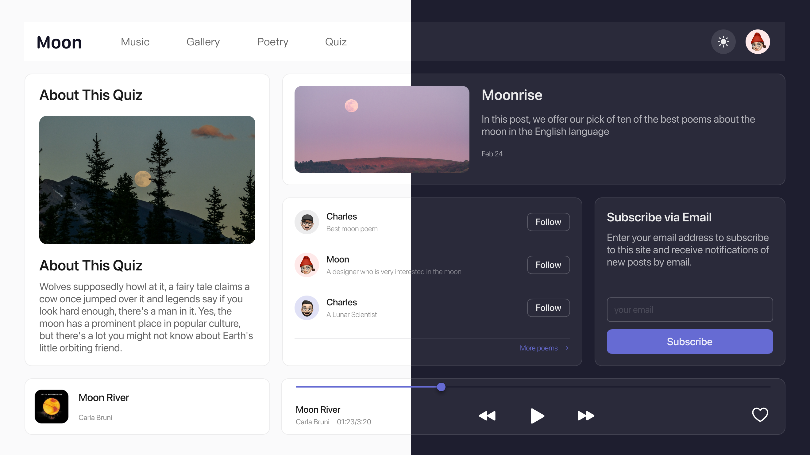 The Moon Museum interface